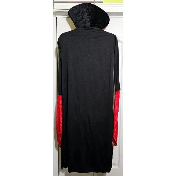 Vampire Costume Girls 10-12 Renaissance Red Velvet Dress Collar Fangs Rubies Kid - Picture 5 of 7